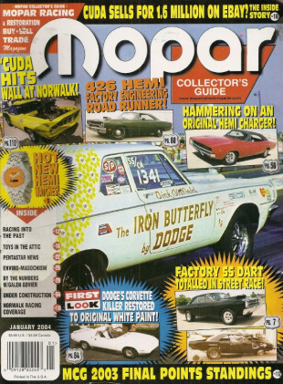 MOPAR COLLECTORS GUIDE 2004 JAN - WRECKED 68 HEMI DART SS, DIAMANTE